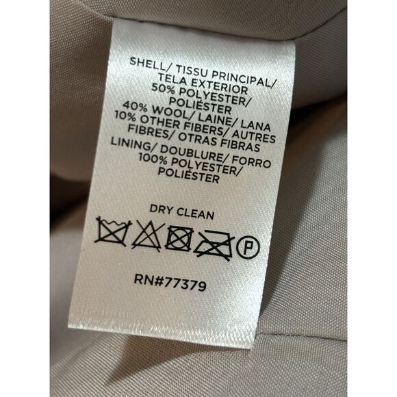 Ann Taylor Blazer Womens 12 Beige Pinstripe The Hutton Wool Blend Work Jacket - Picture 5 of 5